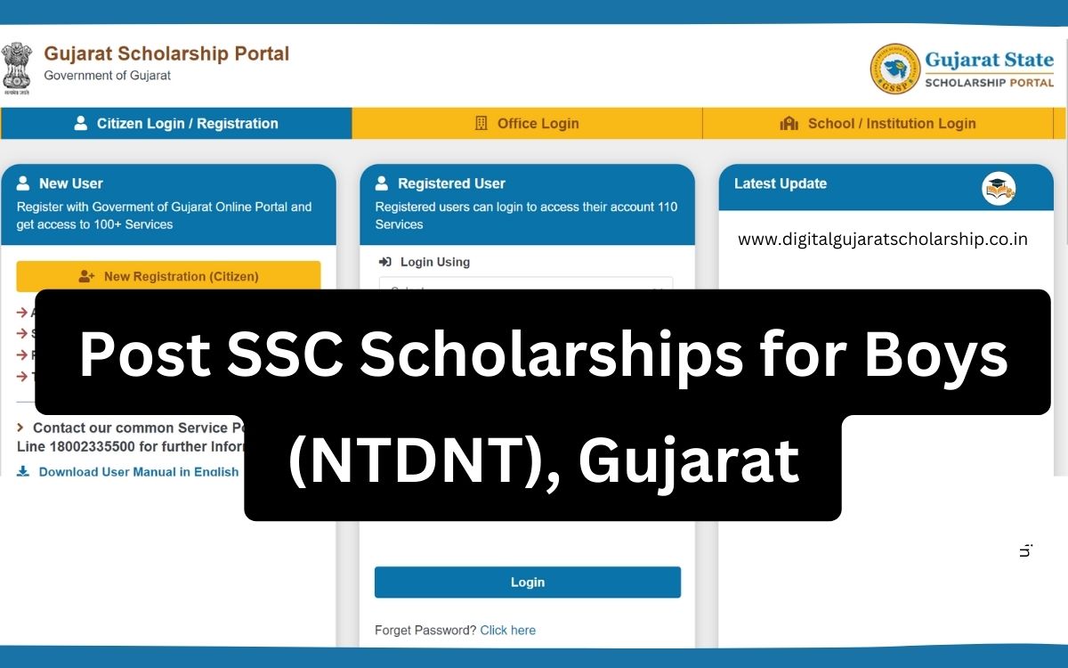 Post SSC Scholarships for Boys NTDNT in Gujarat